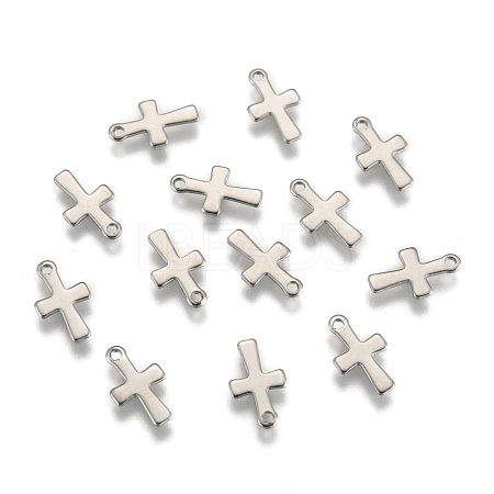 Tarnish Resistant Stainless Steel Tiny Cross Charms STAS-Q168-07-1