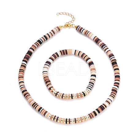 Handmade Polymer Clay Heishi Beads Jewelry Sets SJEW-JS01136-03-1