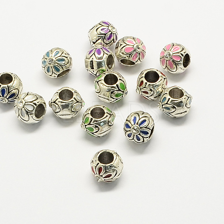 Alloy Rhinestone Enamel Style European Beads MPDL-R036-16-1