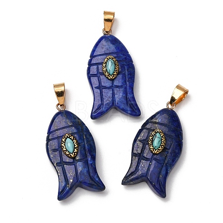 Natural Lapis Lazuli & Synthetic Turquoise Carved Pendants X-G-Z084-01G-09-1
