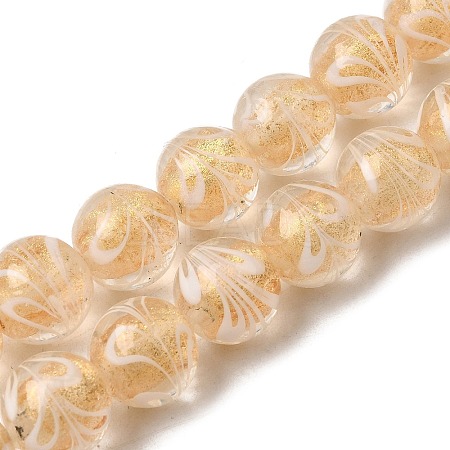 Gold Sand Lampwork Beads Strands LAMP-P071-12mm-04-1
