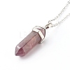 Bullet Shaped Natural Mixed Gemstone Pendant Necklaces NJEW-JN03570-3