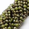 Half Rainbow Plated Faceted Round Glass Bead Strands X-EGLA-L007-Q06-2