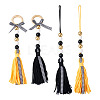 Crafans 4Pcs 2 Style Senior Year Theme Woolen Yarn Tassels Pendant Decorations HJEW-CF0001-18-7