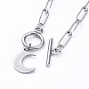 Non-Tarnish Moon 304 Stainless Steel Pendant Necklaces NJEW-JN02888-02-3