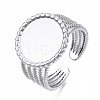 304 Stainless Steel Open Cuff Finger Ring Cabochon Settings STAS-T060-06-4