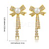 Clear Cubic Zirconia Bowknot Dangle Stud Earrings with Imitation Pearl Beaded JE1094A-2