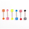 10Pcs Dice 316L Surgical Stainless Steel with Acrylic Tongue Rings FS-WGEA7F0-11-4