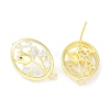Brass Pave Clear Cubic Zirconia Stud Earring Findings KK-F875-04G-1