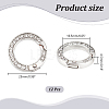 Unicraftale 12pcs Alloy Spring Gate Ring with Rhinestone FIND-UN0003-37P-3