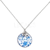 Steel Blue Glass Flat Round & Alloy Pendant Necklace NJEW-JN04453-02-1