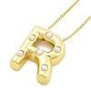 Brass & Plastic Pearl Letter Pendant Box Chain Necklaces for Women NJEW-U017-01G-18-2