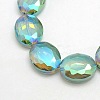 Faceted Electroplate Crystal Glass Oval Beads Strands EGLA-F059B-10-1