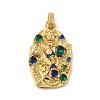 Rack Plating Brass Micro Pave Cubic Zirconia with Sea shell Pendants KK-Q795-15C-G-1