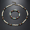 Bohemian Style Coconut Shell with Synthetic Turquoise Rondelle Beaded Necklaces & Bracelets Sets FS-WG8D889-02-1