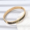 304 Stainless Steel Black Enamel Animal Skin Print Hinged Cuff Bangles for Women SA-CBAC920-02G-2