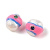 Natural Keshi Pearl with Cubic Zirconia Enamel Beads PEAR-G014-06A-2