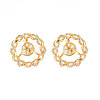 Brass Micro Pave Clear Cubic Zirconia Stud Earring Findings KK-S364-043-1