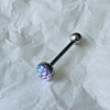 Gradient Color Flat Round Scale Stainless Steel Enamel Straight Barbell 15 Gauge Piercing Tongue Rings for Women Men WGF798A-42-1