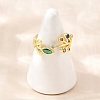 Brass Pave Cubic Zirconia Cuff Open Rings CU-CBACDF6-09G-01-1