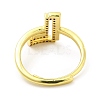 Mixed Color Enamel Initial Letter Adjustable Ring with Clear Cubic Zirconia RJEW-P045-01G-L-3
