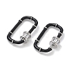 Oval Brass Micro Pave Clear Cubic Zirconia Locking Carabiner KK-H256-01P-2
