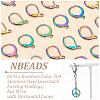  60Pcs 2 Style Rainbow Color 304 Stainless Steel Leverback Earring Findings STAS-NB0001-53M-4