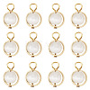 12Pcs Brass & Glass Imitation Cat Eye Round Charms PALLOY-TAC0237-01-2