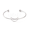 201 Stainless Steel Hollow Out Crescent Moon Open Cuff Bangle BJEW-P285-03P-1