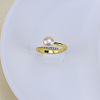 Natural Freshwater Pearl with Clear Cubic Zirconia Cuff Rings WGACE42-25-1