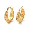 Ion Plating(IP) 304 Stainless Steel Grooved Oval Hoop Earrings EJEW-K244-40G-1