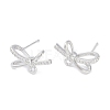 Left and Right Brass Pave Clear Cubic Zirconia Stud Earring Findings KK-F875-02P-1