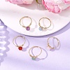 Natural Gemstone Round Braided Bead Finger Rings for Women RJEW-JR00953-01-2