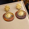304 Stainless Steel & Resin Stud Dangle Earrings for Women SA-CBA717A-01G-01-1