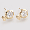 Brass Cubic Zirconia Stud Earrings KK-T029-114G-1