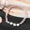 Natural Rose Quartz Round Beaded Bracelets BJEW-JB09878-02-2