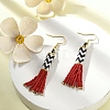 Glass Seed Braided Tassel Dangle Earrings EJEW-MZ00057-2