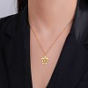 Ocean 304 Stainless Steel Hollow Floral Turtle Pendant Necklaces for Women WG89907-02-1