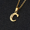 201 Stainless Steel Crystal Rhinestone Initial Pendant Necklaces FS-WG3A711-03-1