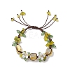 Electroplated Natural Olive Jade Chip Bead Braided Bead Bracelets for Women BJEW-TA00610-03-2