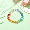 Rainbow Color Faceted Round Glass Stretch Bracelets for Women BJEW-JB09481-02-2