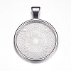 Flat Round Alloy Pendant Cabochon Settings LS-PALLOY-A15654-N-2