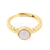 Round Natural Blue Lace Agate Adjustable Rings LS-RJEW-Q817-03G-03-2
