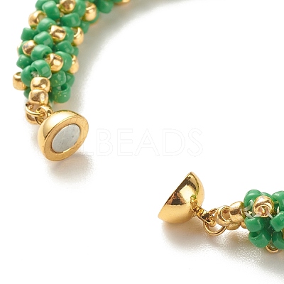 Glass Seed Beaded Bracelet with Brass Magnetic Clasp BJEW-JB07802-02-1