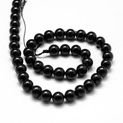Natural Black Tourmaline Beads Strands X-G-P132-16-8mm-1