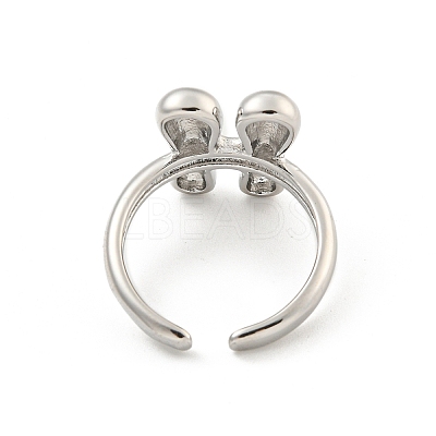 Brass Letter Open Cuff Rings for Women RJEW-G313-01H-P-1