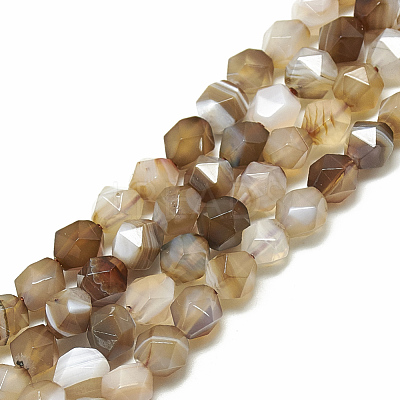 Natural Striped Agate/Banded Agate Beads Strands G-S300-92-8mm-1