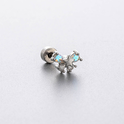 316L Surgical Stainless Steel Pave Light Sky Blue AB Color Cubic Zirconia Cartilage Earrings FS-WG97410-04-1