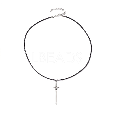 Alloy Sword Pendant Necklace with Waxed Cords NJEW-JN04473-1