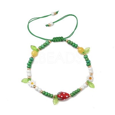 Glass Seed Beads & Lampwork Beads Braided Bead Bracelets for Women BJEW-MZ00212-03-1